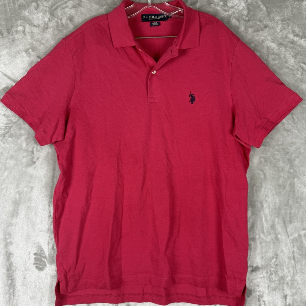 US Poloβ Assn Mens Large Pink Short Sleeve Polo Shirt Embroidered Horse Logo